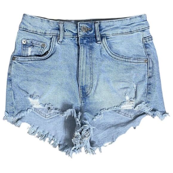 Zara Pants - ZARA Denim Shorts Women Size 4 Light Wash Distressed High Rise Cutoff